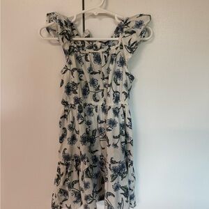 Floral Kids Dress in Blue and White